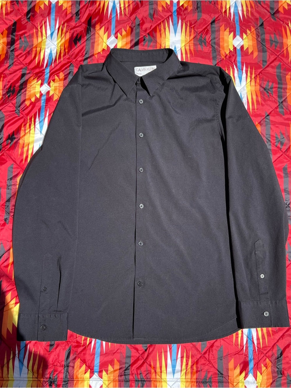 Calvin Klein Men’s Black Long-Sleeve Button-Up Dress Shirt